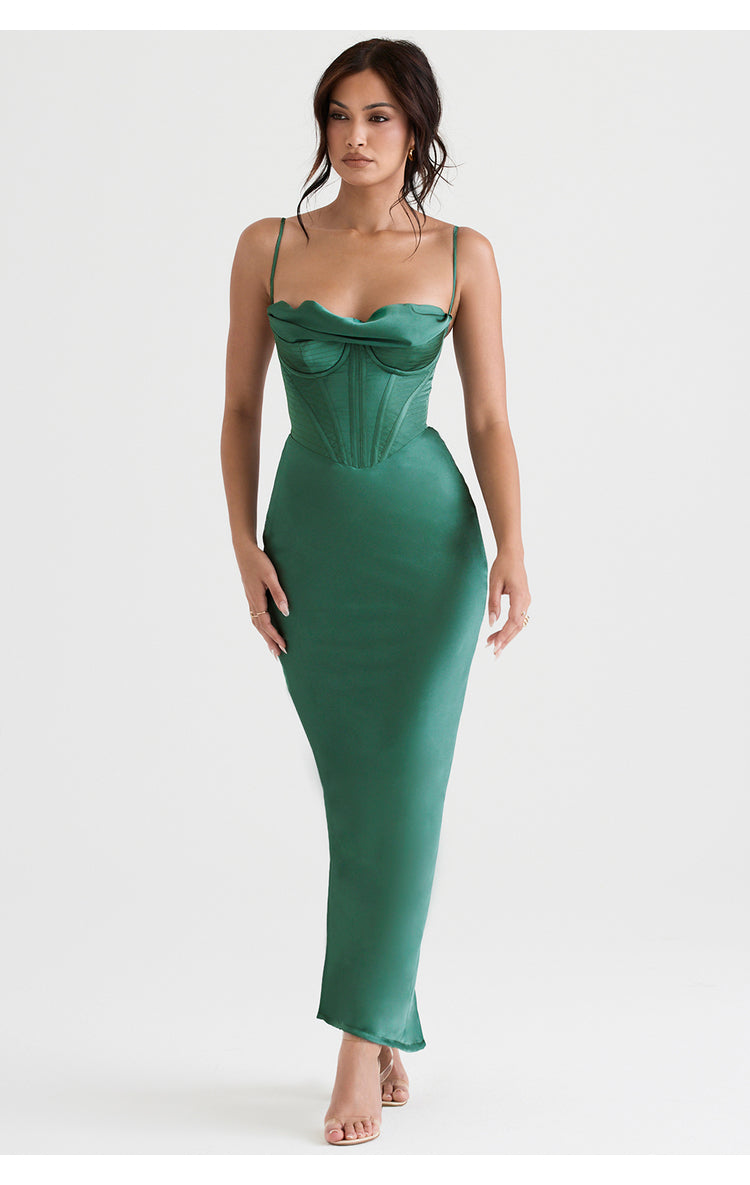 House of CB CHARMAINE 
FOREST CORSET MAXI DRESS