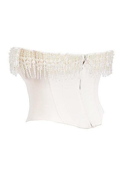 House of CB AUBRIE
VINTAGE CREAM EMBELLISHED SATIN CORSET