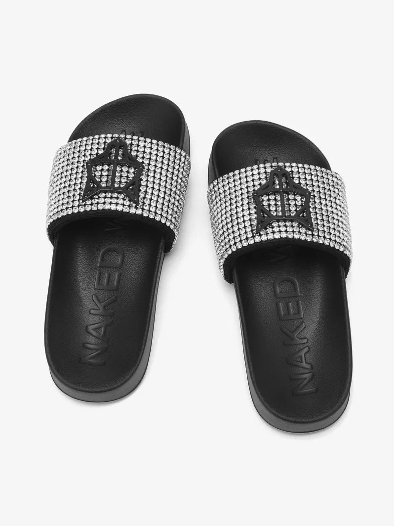 NAKED WOLFE Coast diamante-embellished nylon slides