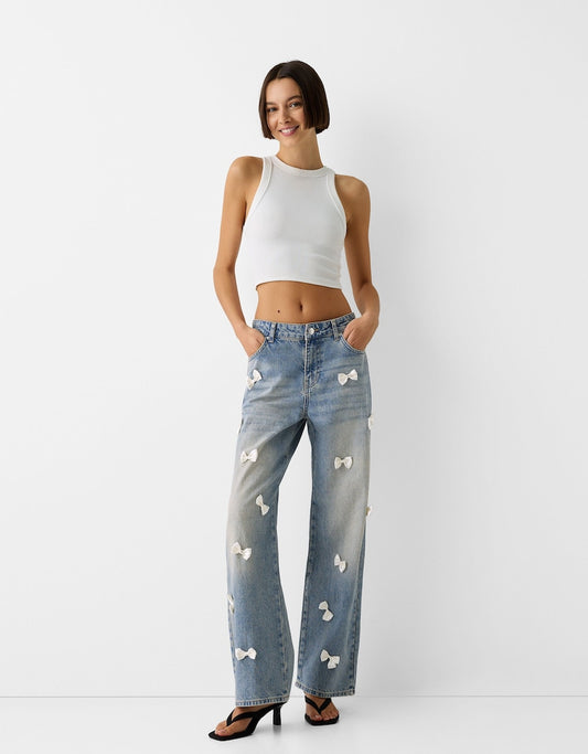 Bershka Baggy jeans with bows