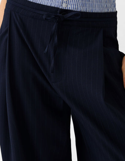 Bershka Pinstripe trousers with elastic waistband
