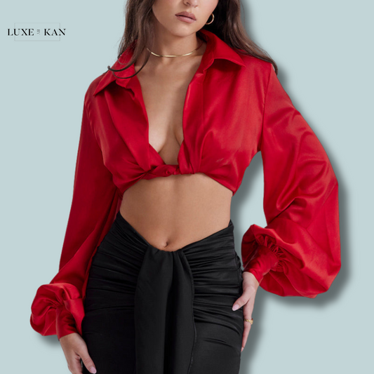 House of CB LARAINE
CHERRY SILK BLOUSON TOP