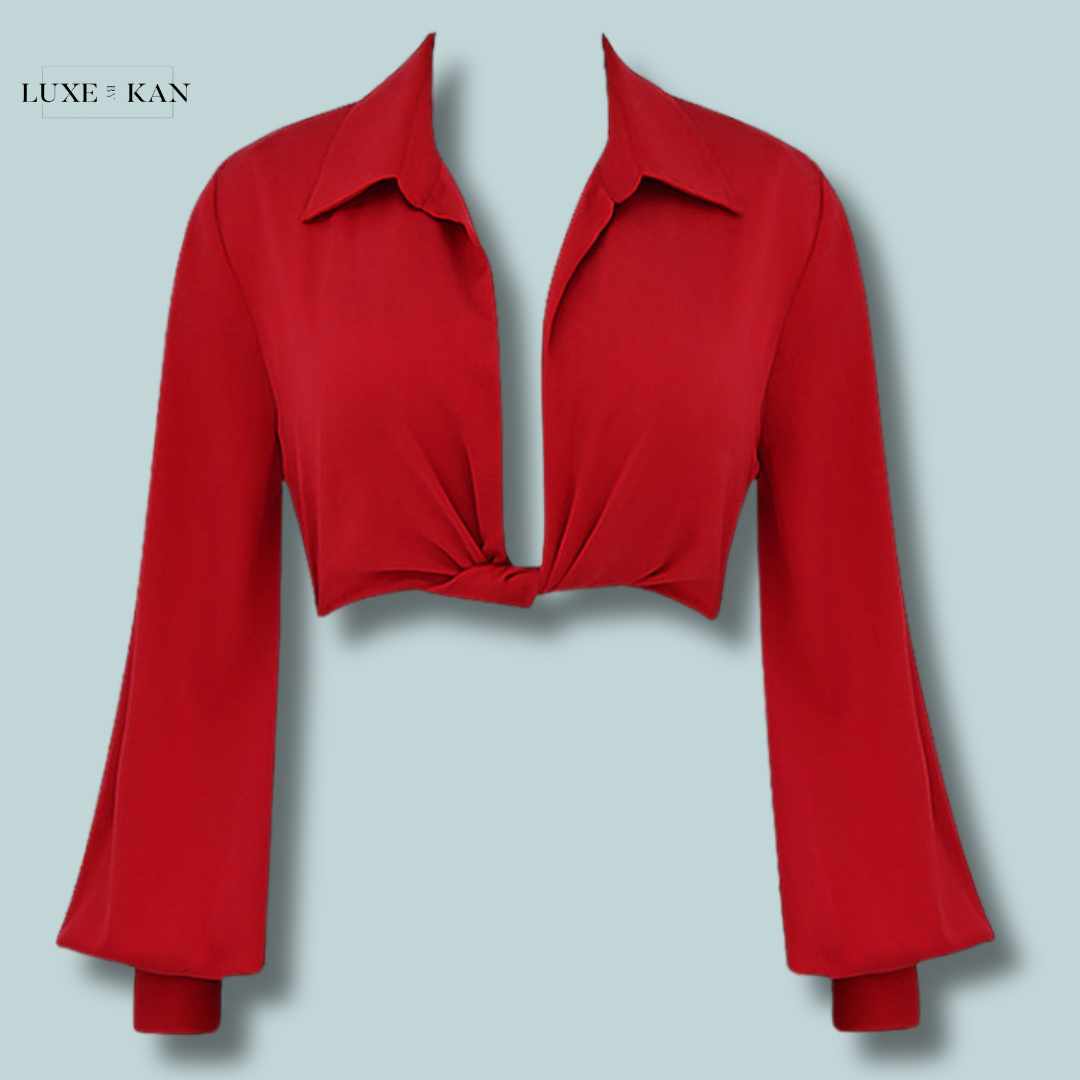 Silk blouson top discount