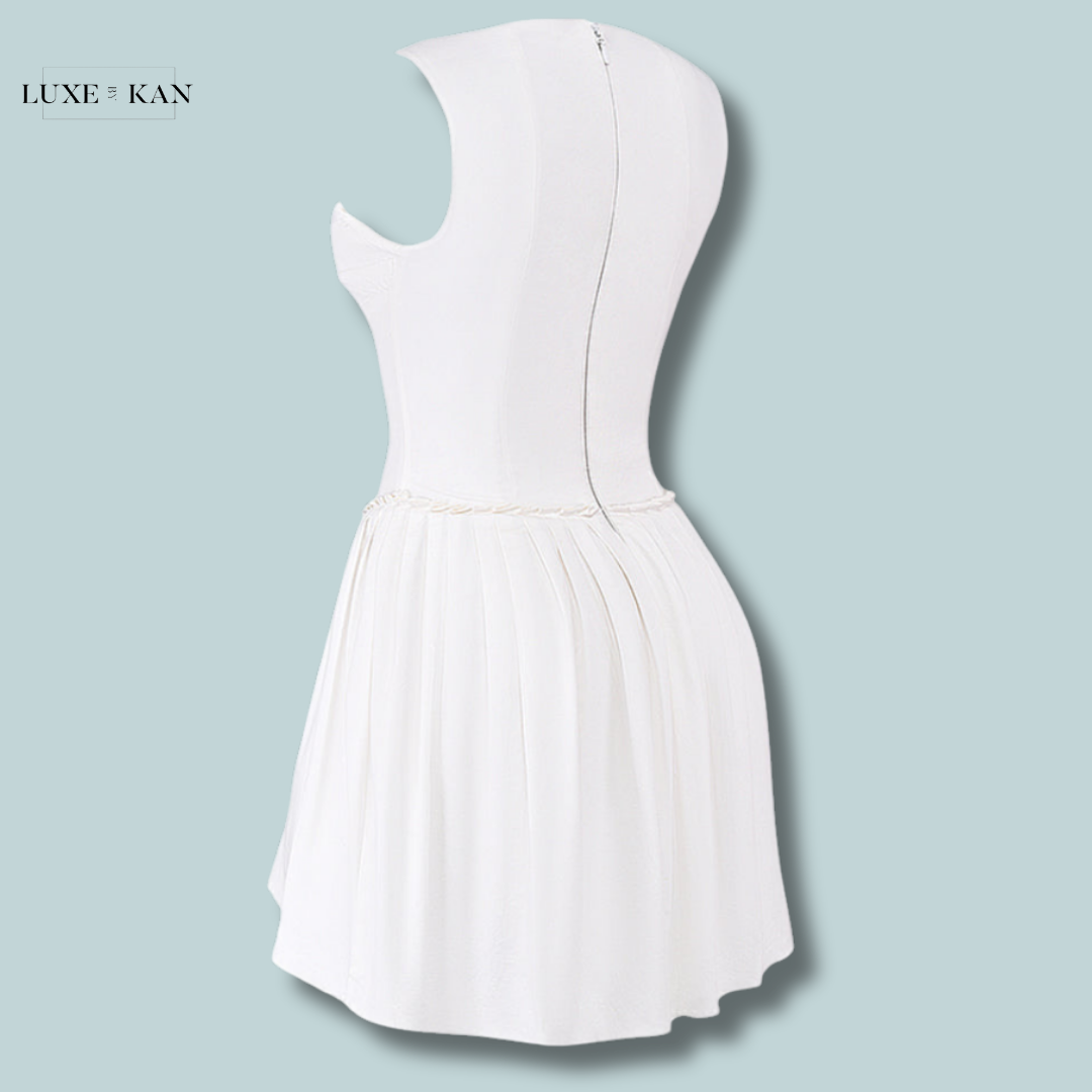 House of CB CUPID 
WHITE PLEATED MINI DRESS