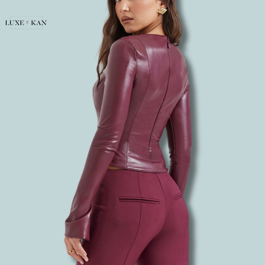 House of CB MYLAH
WINE VEGAN LEATHER TOP