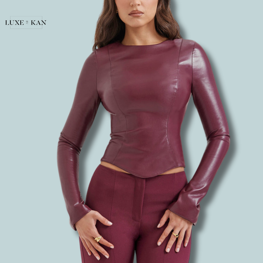 House of CB MYLAH
WINE VEGAN LEATHER TOP