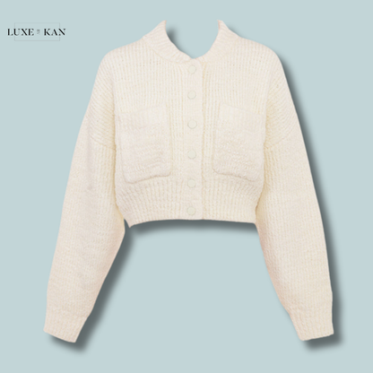 House of CB SALILAH
CREAM CHENILLE BLEND BOMBER JACKET