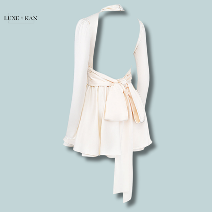 House of CB ARYANA 
IVORY BOW MINI DRESS