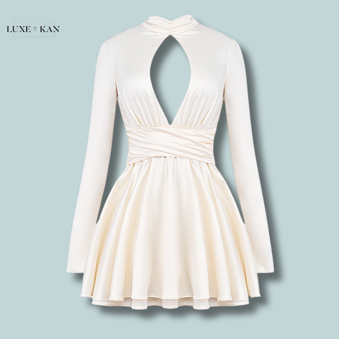 House of CB ARYANA 
IVORY BOW MINI DRESS