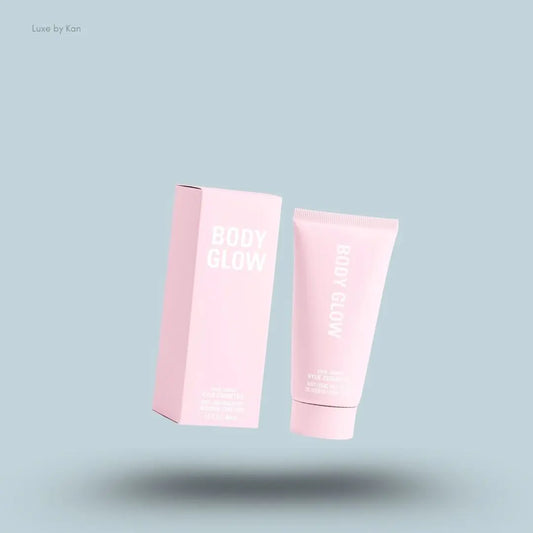 Kylie Cosmetics Body Glow Liquid Highlighter 50ml tube on blue background — LBK India