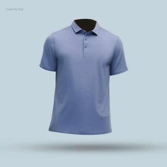 Light blue Lululemon Evolution Short-Sleeve Polo Shirt with a classic collar, highlighting a modern and minimalist design.