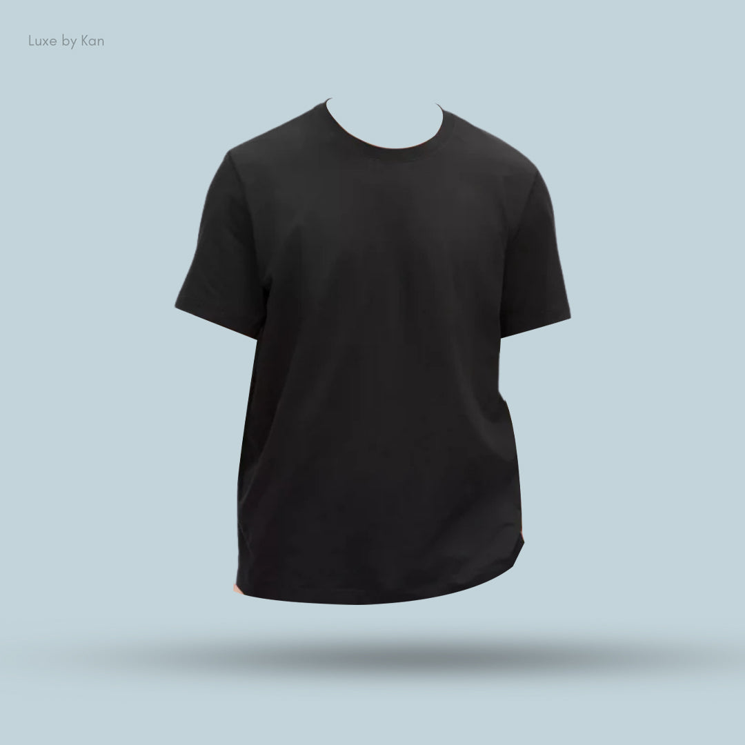 A black Lululemon Soft Jersey Short-Sleeve Shirt, highlighting its clean, modern design and comfortable fit.
