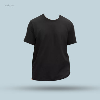 A black Lululemon Soft Jersey Short-Sleeve Shirt, highlighting its clean, modern design and comfortable fit.