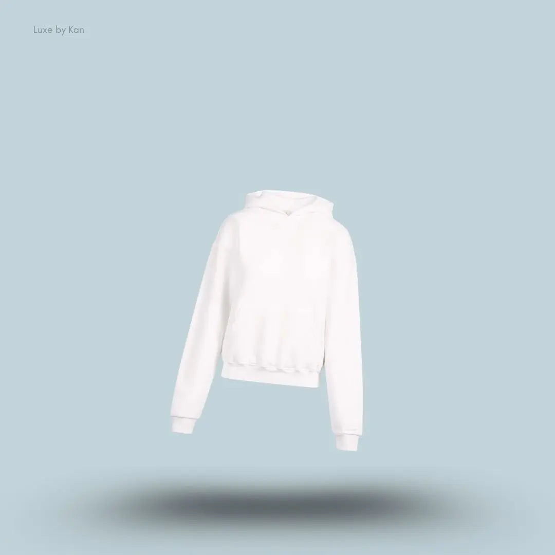 SKIMS Cotton Fleece Classic Hoodie in Marble, flat lay on light blue background