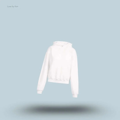 SKIMS Cotton Fleece Classic Hoodie in Marble, flat lay on light blue background