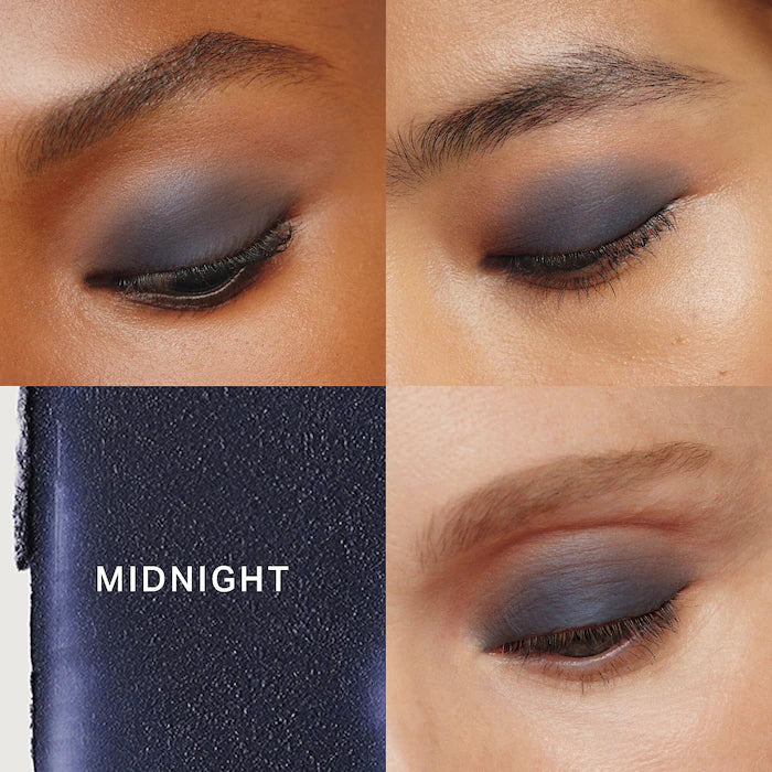 Close-up of eyes showing diverse eye makeup styles with detailed brows, soft shadows, and varying skin textures.