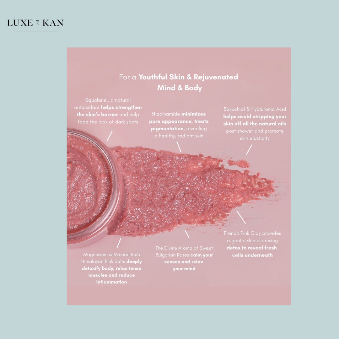 Murshmallow skincare product highlighting benefits like hydration, detox, and relaxation, featuring natural ingredients for youthful, radiant skin.