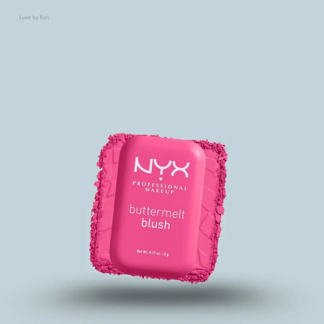NYX Professional Makeup Buttermelt Powder Blush 12H Butta With Time on blue background — LBK