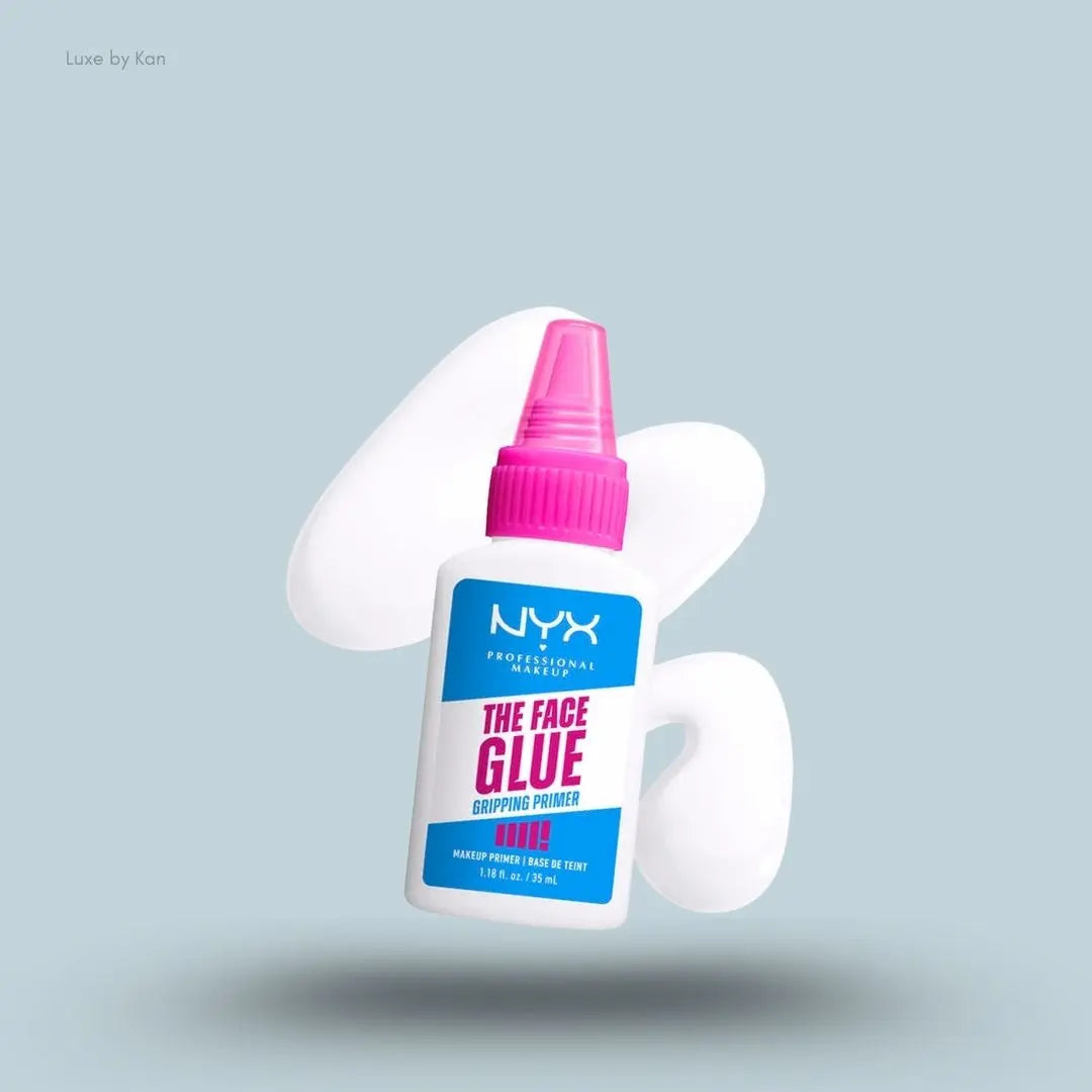NYX Professional Makeup The Face Glue Gripping Primer 35ml bottle on blue background — LBK India