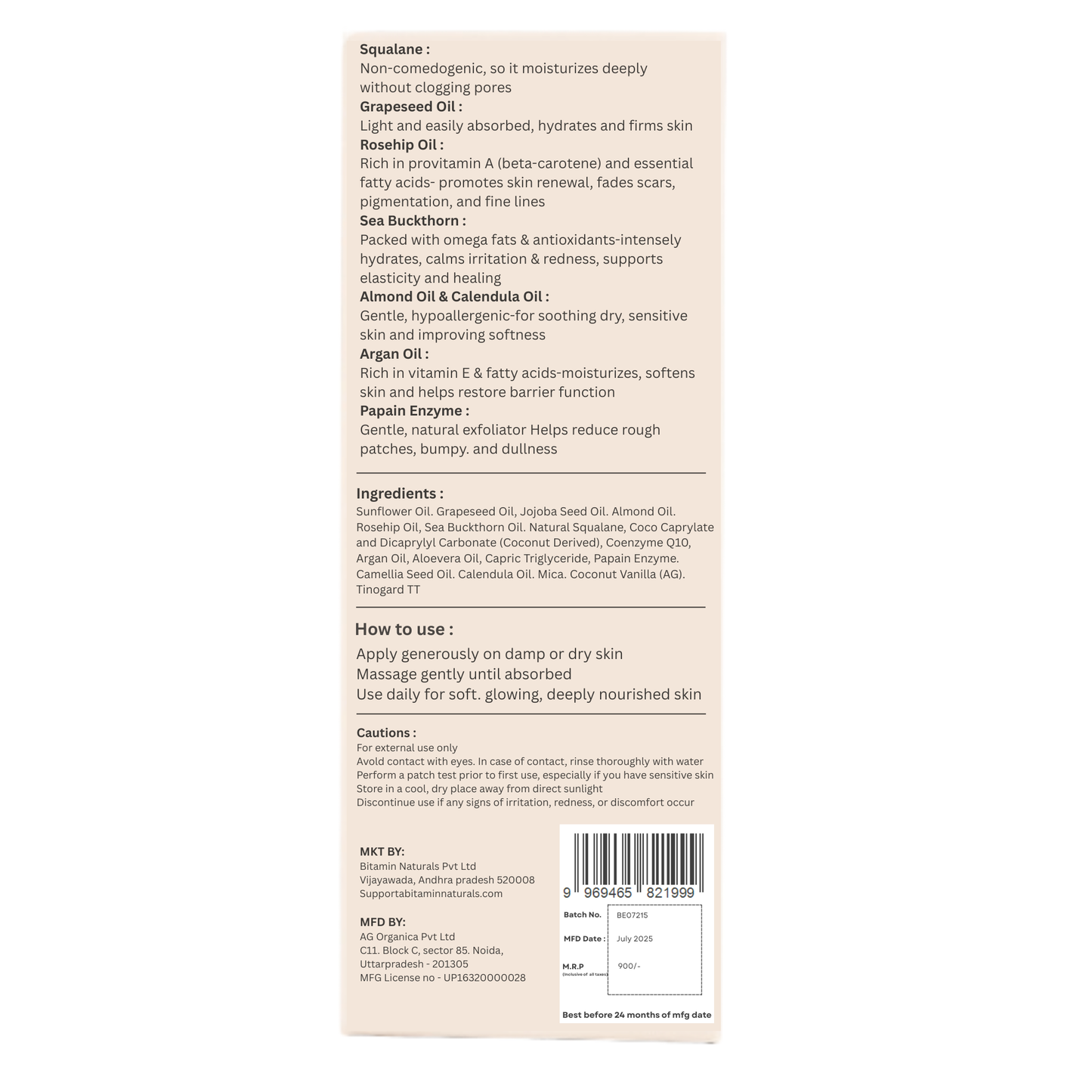 Bitamin Natural Body Oil 100 ml