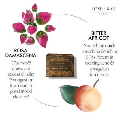Anar & pink salt luxury cold soap, highlighting its skin benefits and mood-enhancing properties.