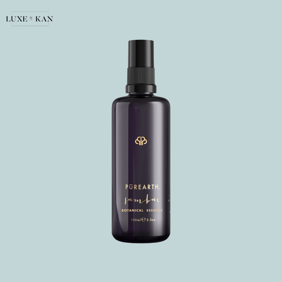 Purearth Sam Bar Botanical Essence bottle with a black spray nozzle.
