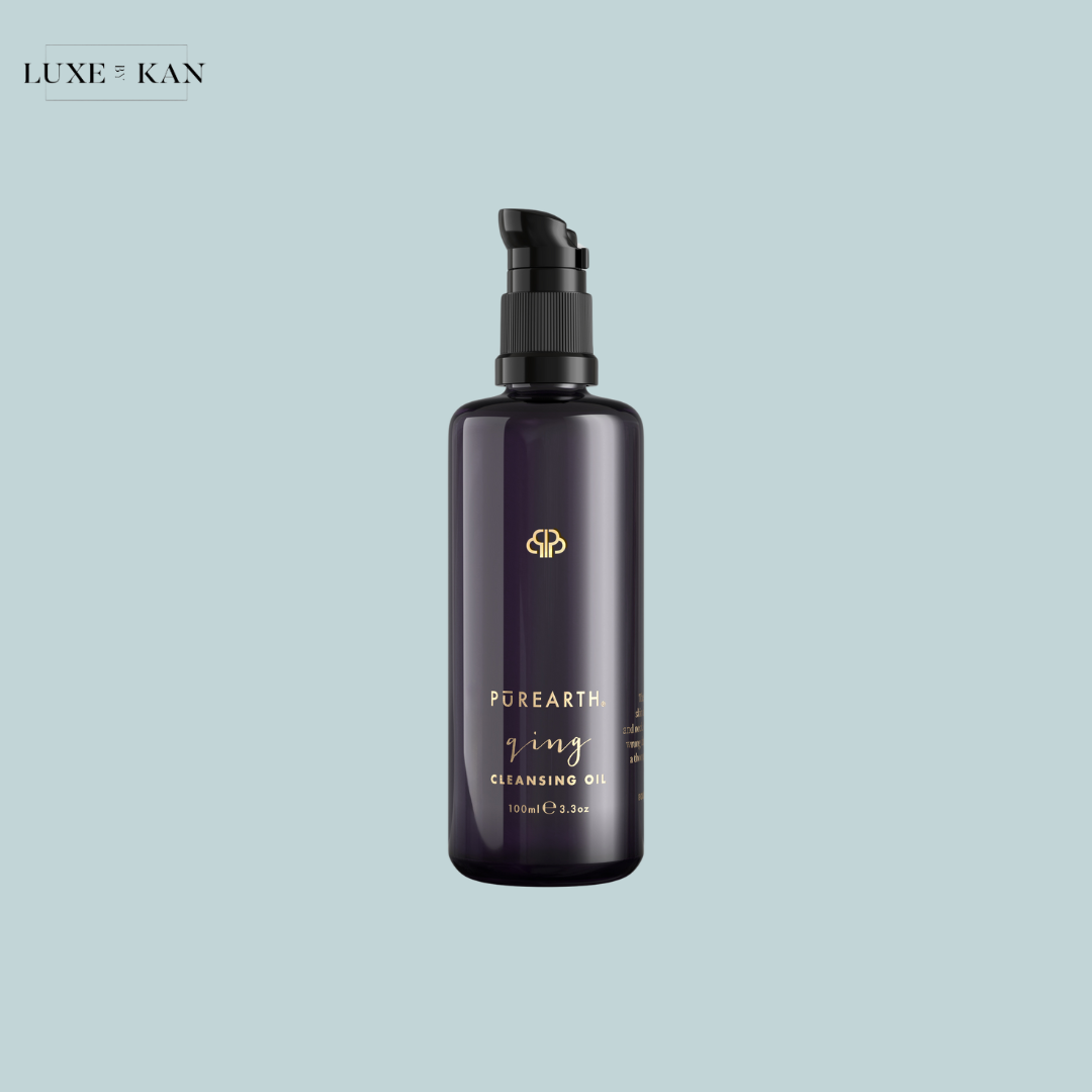 Purearth qing cleansing oil with a pump.
