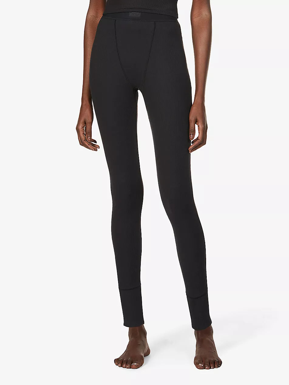 SKIMS Ribbed high-rise stretch-cotton leggings