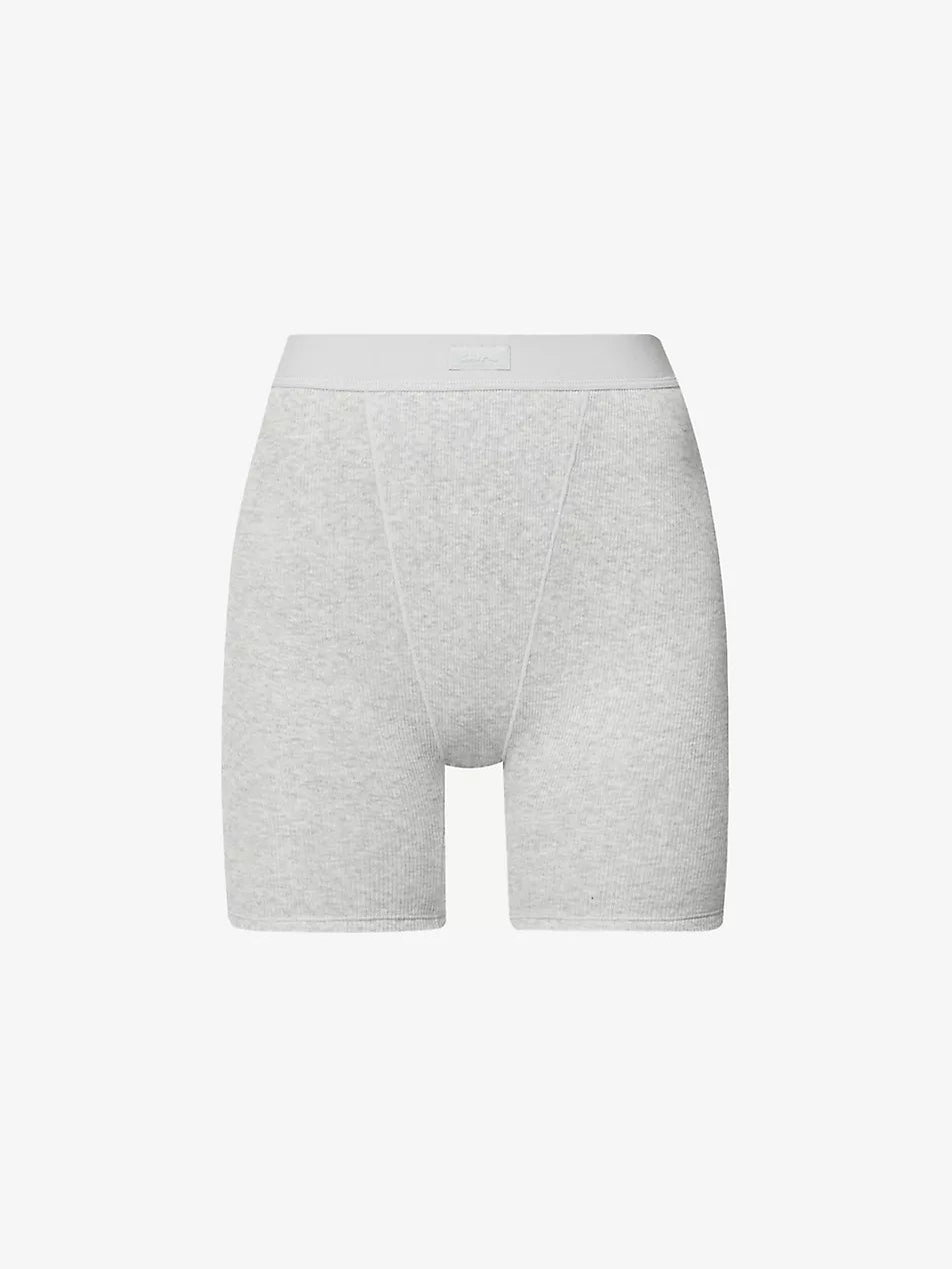 SKIMS Sleep ribbed high-rise stretch-woven boxers – Luxe by Kan