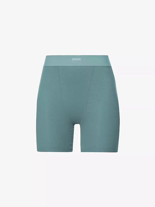 SKIMS - Ribbed high-rise stretch-cotton boxer shorts