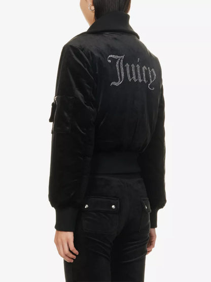 Juicy Couture Rydell rhinestone-embellished velour bomber jacket