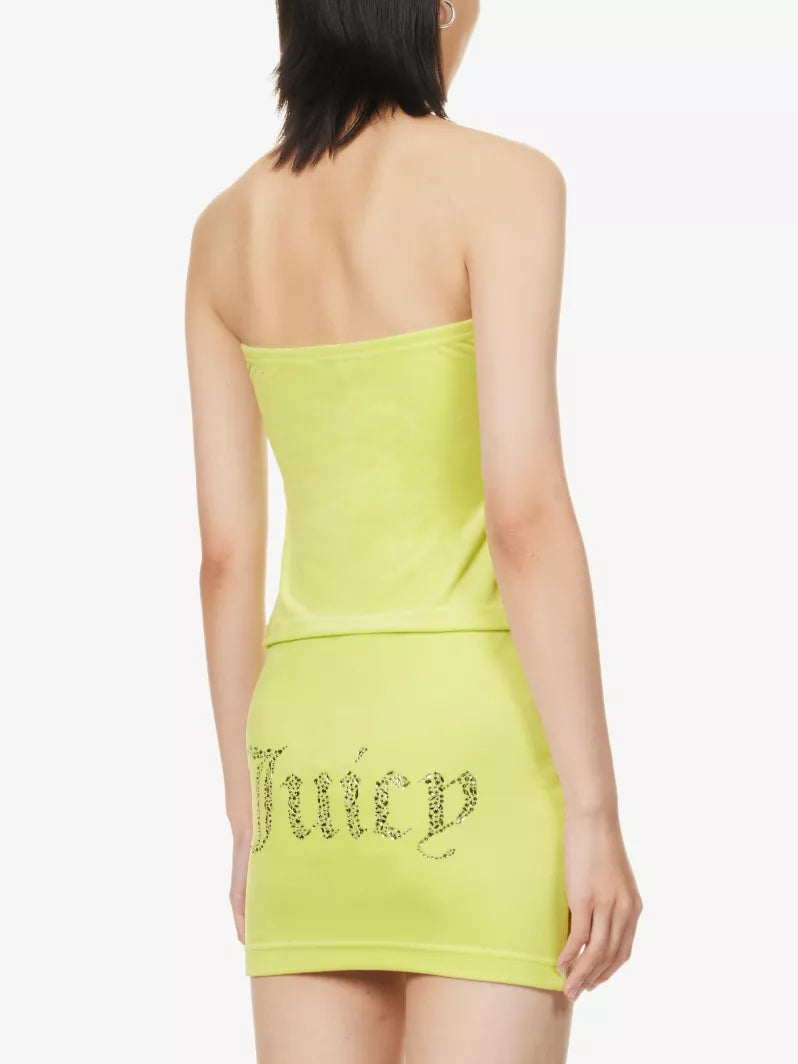Juicy Couture Rhinestone-embellished slim-fit velour top