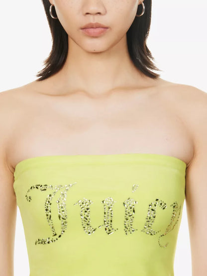 Juicy Couture Rhinestone-embellished slim-fit velour top