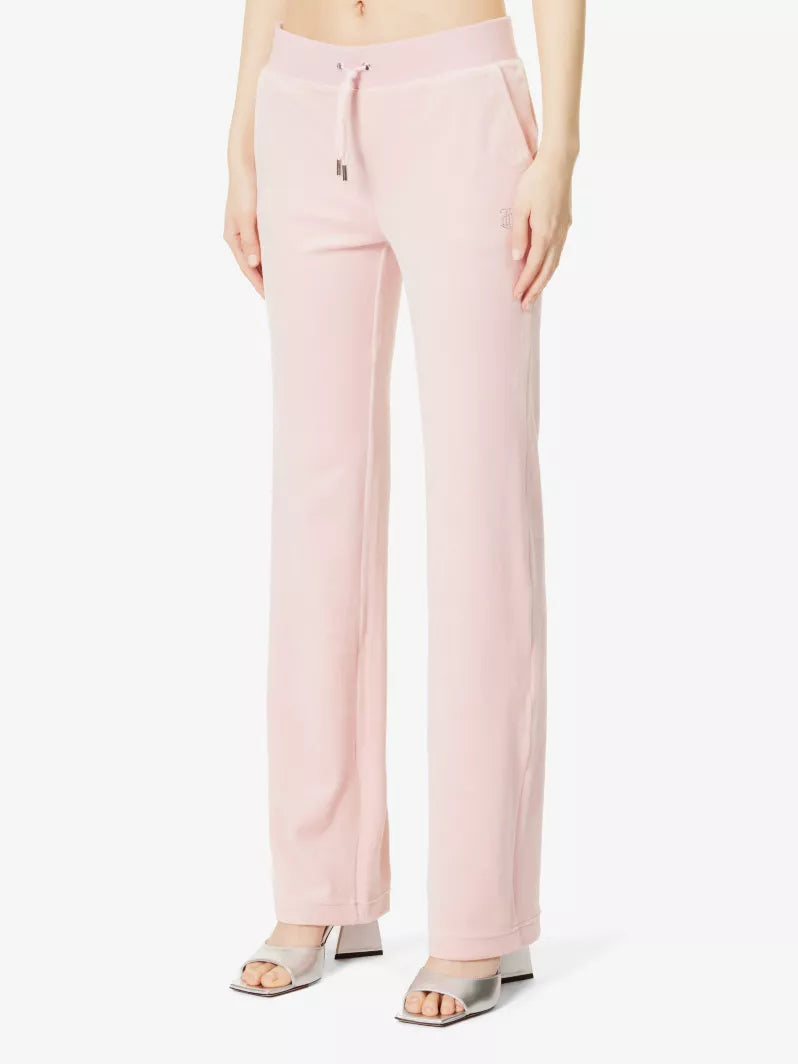 Juicy Couture Rhinestone-embellished straight-leg mid-rise velour jogging bottoms
