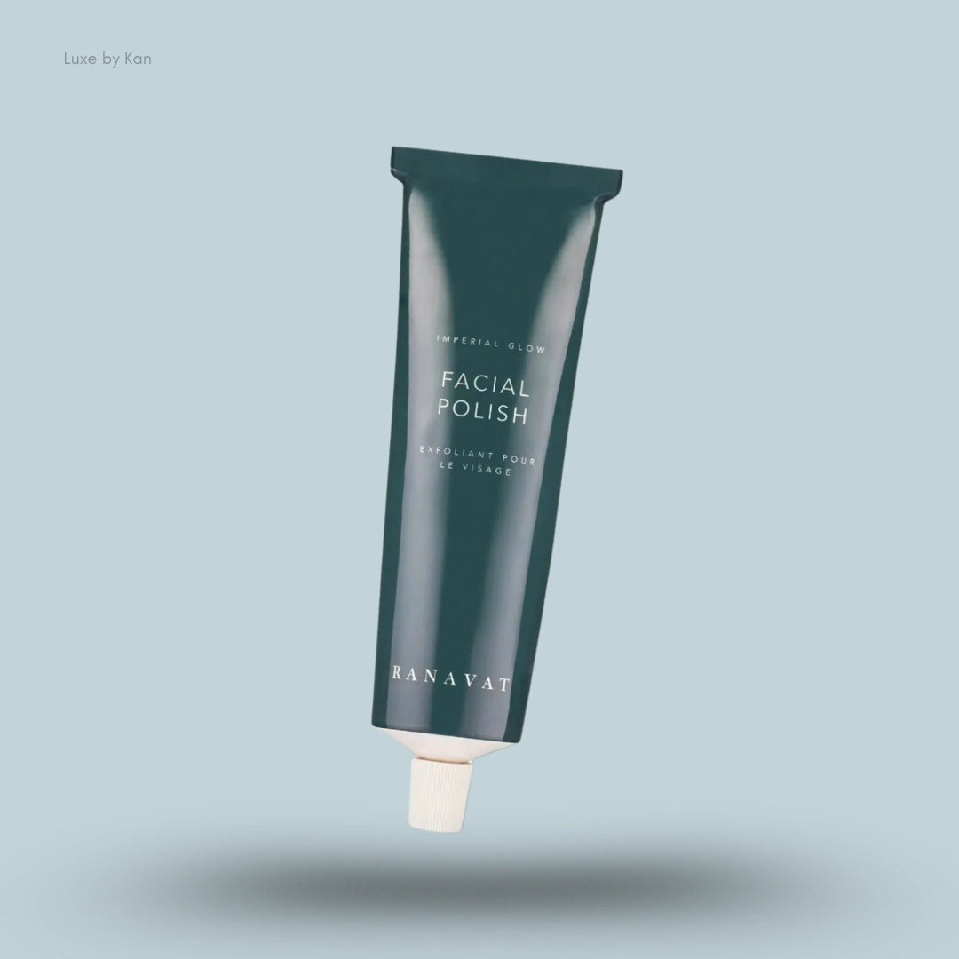 Ranavat Imperial Glow Facial Polish in a dark green tube.