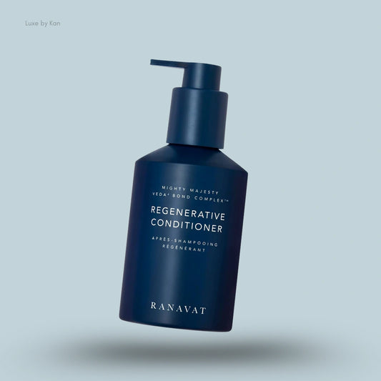 Ranavat Regenerative Conditioner product, featuring a dark blue bottle with a pump dispenser.