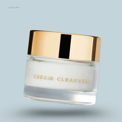 Ranavat cream cleanser jar with golden lid.