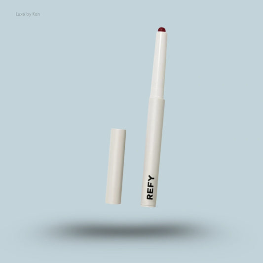 REFY Blur Lip Liner with cap removed revealing wine-colored tip.