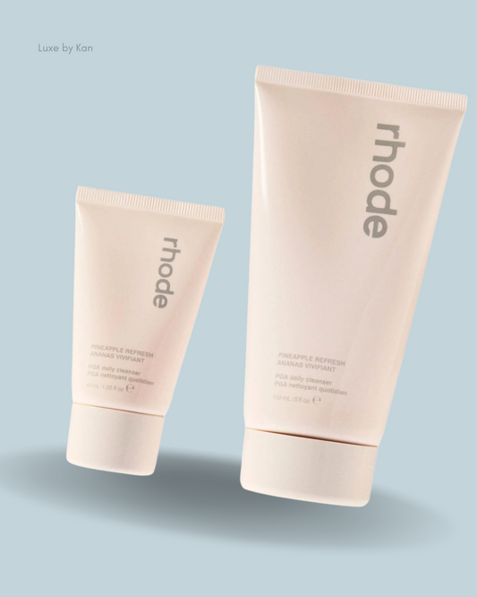 Two rhode Pineapple Refresh daily cleanser tubes in varying sizes.