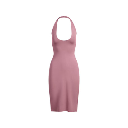 SKIMS PLUNGE HALTER MIDI DRESS