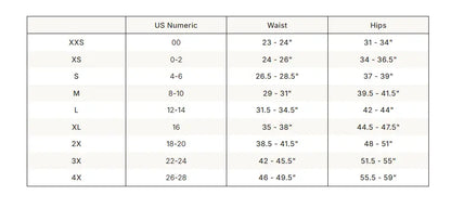 SKIMS Fits Everybody Micro Hipster size guide chart with measurements