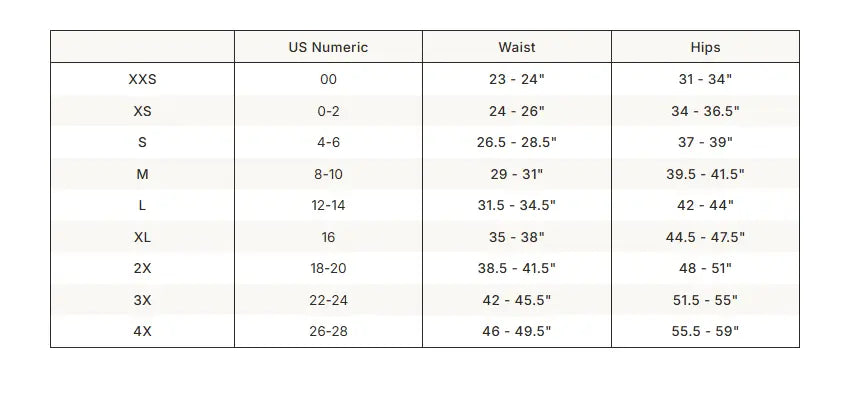 SKIMS Fits Everybody Lace Micro Tanga size guide chart with measurements