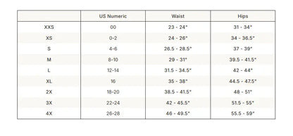 SKIMS Fits Everybody Lace Micro Tanga size guide chart with measurements