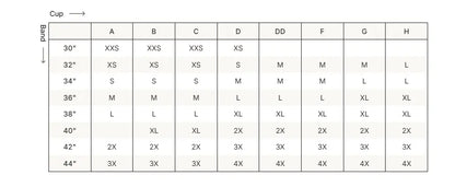 SKIMS Fits Everybody Lace Micro Bralette size guide chart with measurements