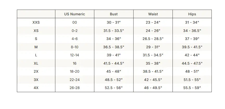 SKIMS Fits Everybody Picot Micro Teddy size guide chart with measurements