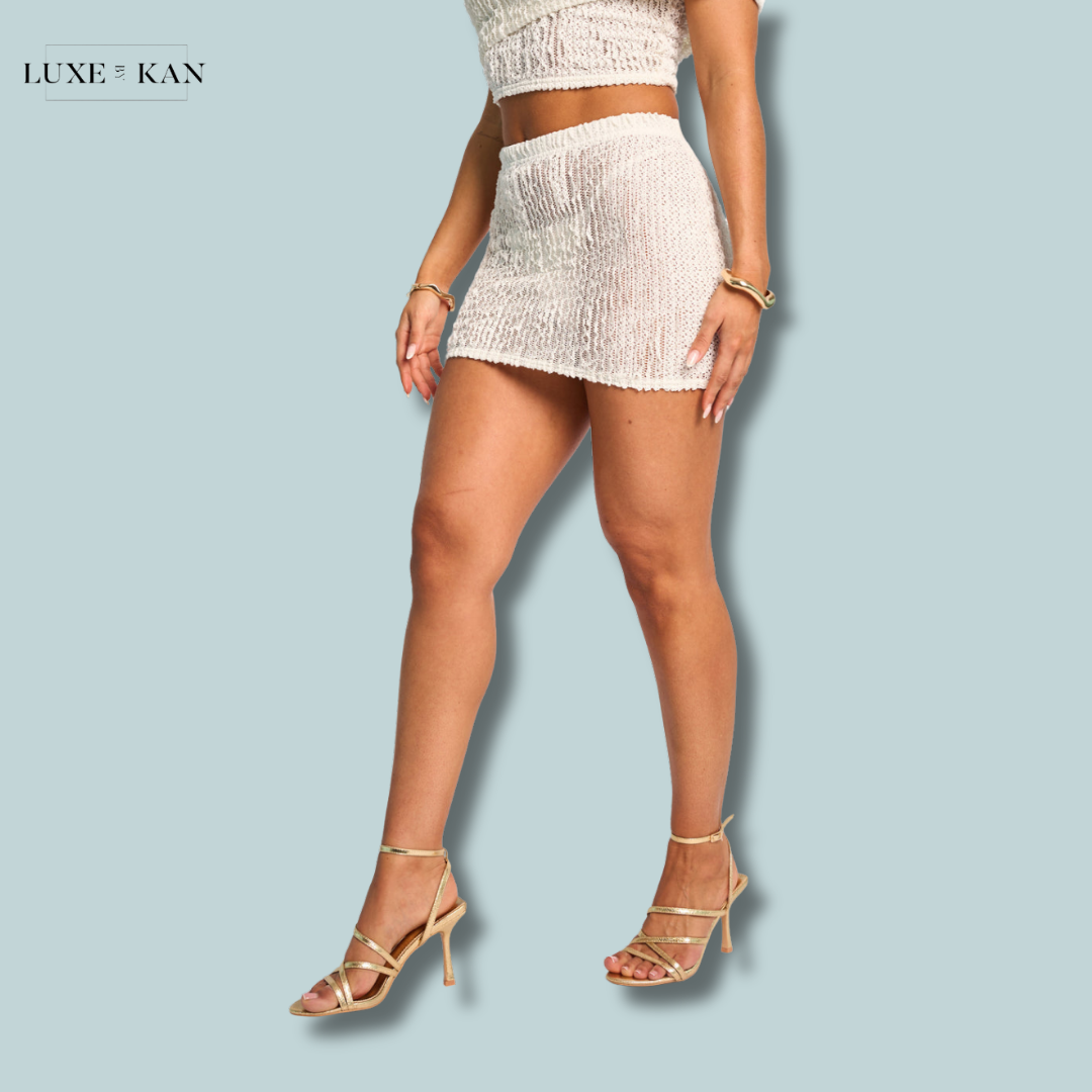 PUBLIC DESIRE Textured Mini Skirt Co Ord Cream