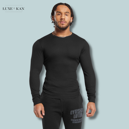 GYMSHARK MEN RIBBED LONG SLEEVE T-SHIRT