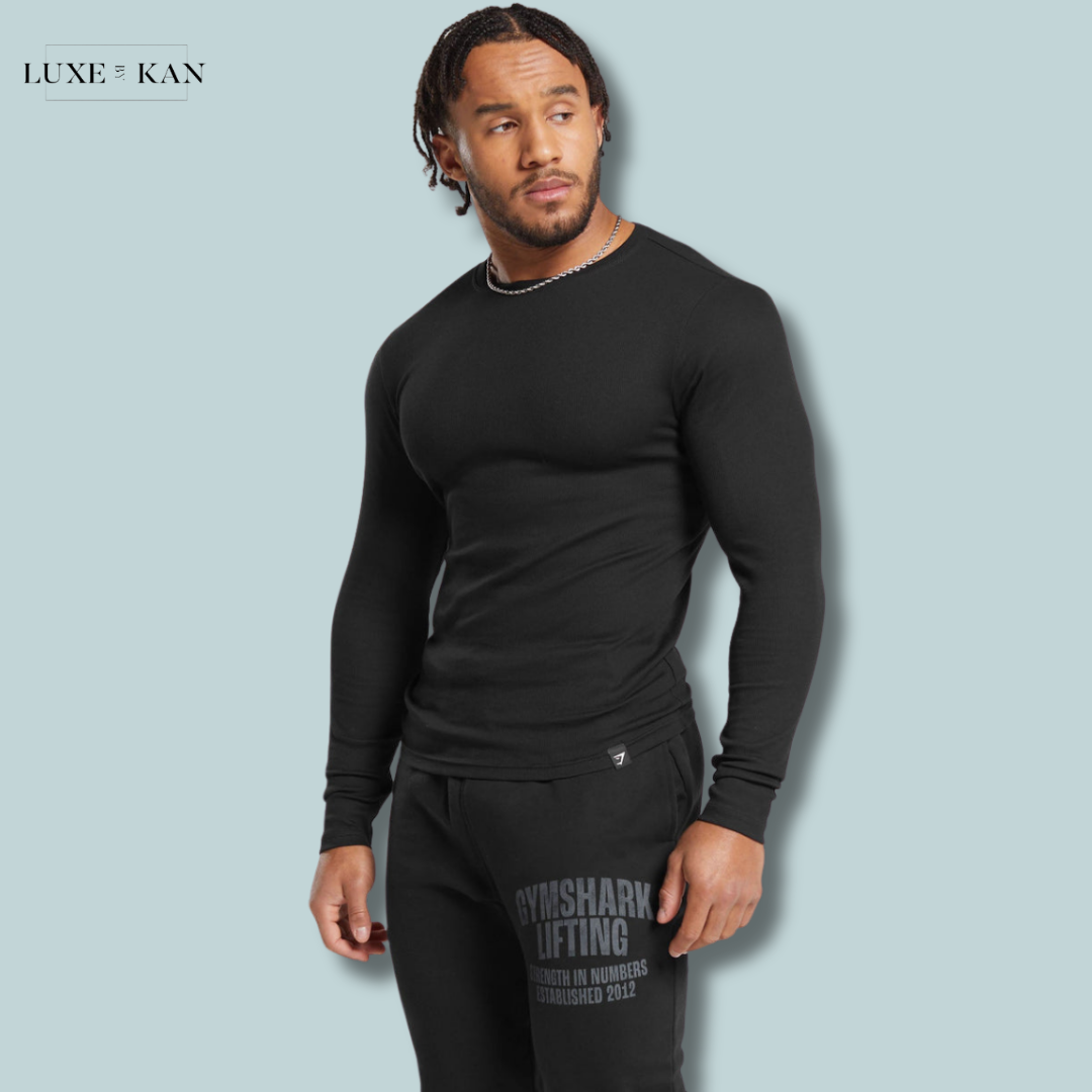 GYMSHARK MEN RIBBED LONG SLEEVE T-SHIRT