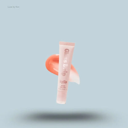 Kylie Cosmetics Gloss Drip Lip Gloss 14ml tube and swatch on blue background — LBK India