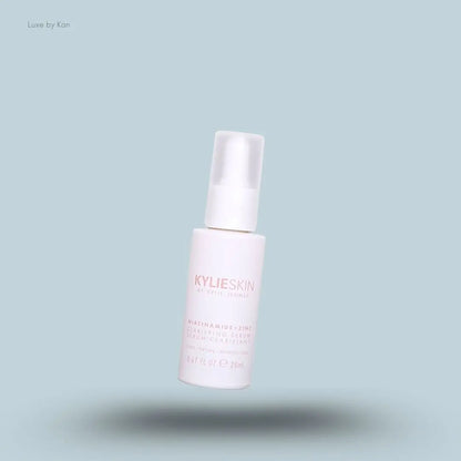 Kylie Cosmetics Niacinamide and Zinc Clarifying Serum bottle on blue background — LBK India